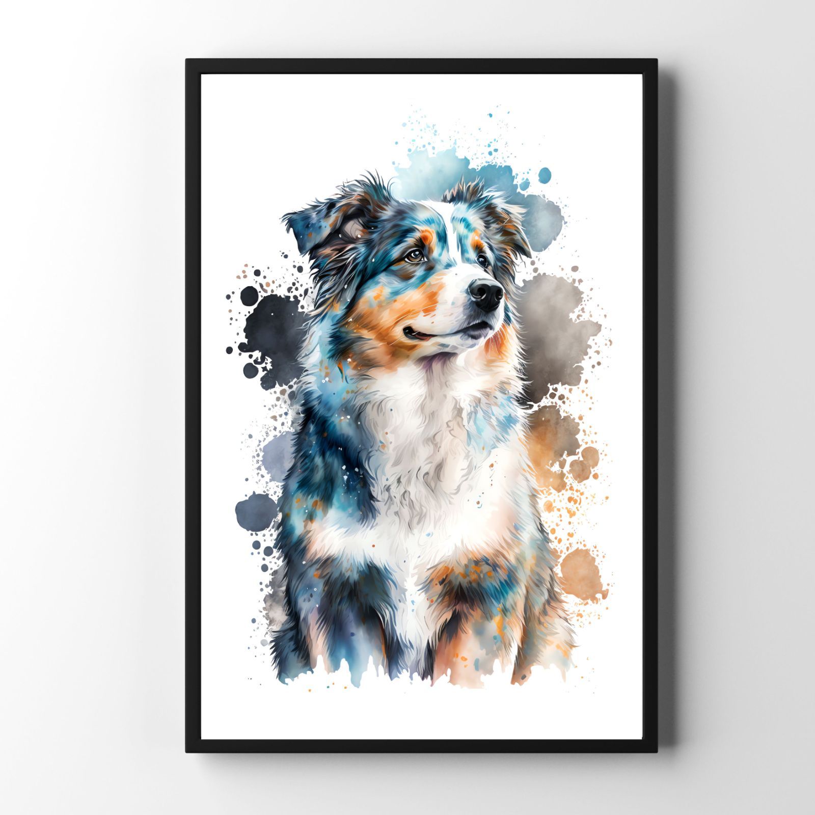 オーストラリアンシェパード 犬アート インテリアポスター 水彩 いぬの