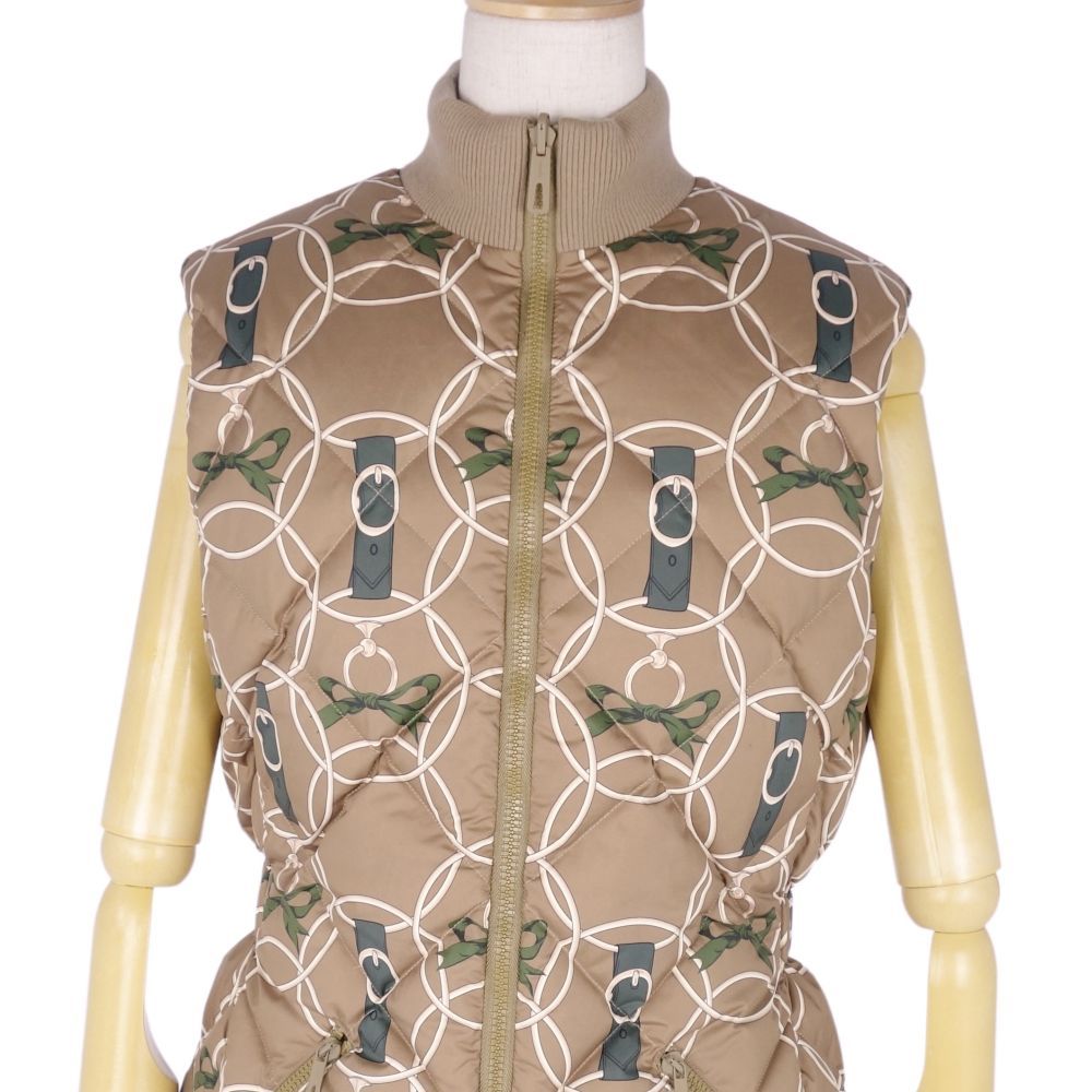 HERMES - 極美品 エルメス HERMES ベスト 22AW ジレ リバーシブル 総柄 アウター レディース イタリア製 36(S相当) カーキ 極美品 エルメス HERMES ベスト 22AW ジレ リバーシブル 総柄