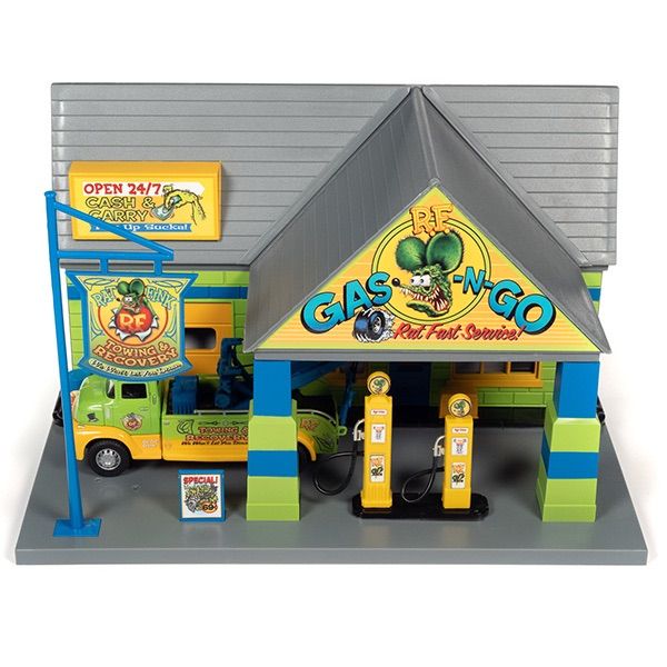 ラットフィンク まとめ売り AUTO WORLD 1:48 RAT FINK Garage with 1:32 Tow Truck Set