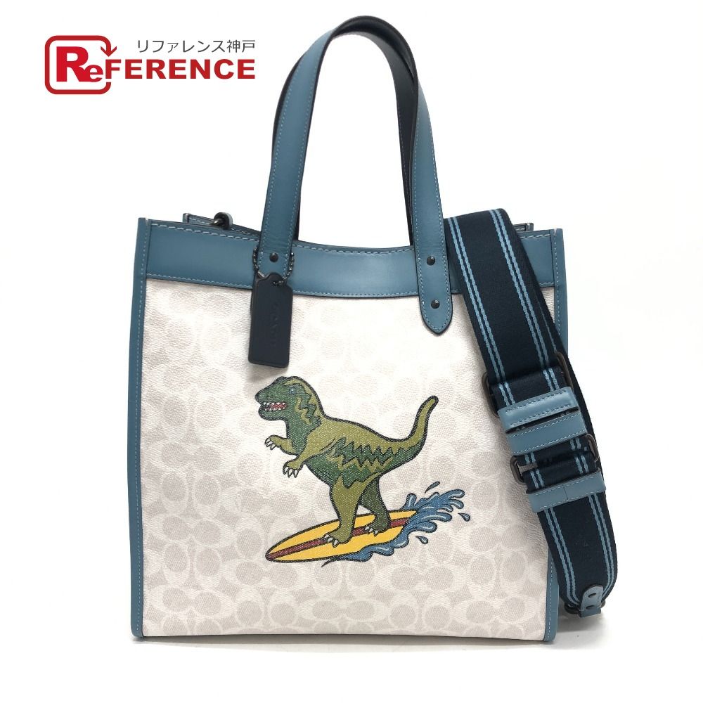 コーチ 2way レザーレキシートートバッグ 恐竜　波乗り　サーフィン ❤️COACH❤️レキシートートバッグ 恐竜 波乗り サーフィン