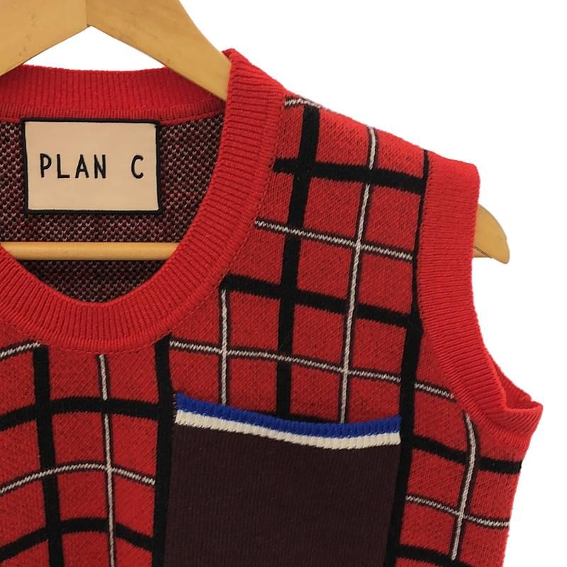 美品】 Plan C / プランシー | 格子柄 ニットベスト | 38 | レッド/ブラック | レディース - メルカリ