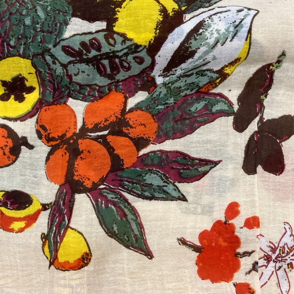 美品】manipuri マニプリ スカーフ 花柄 イエロー オレンジ 【楽天市場