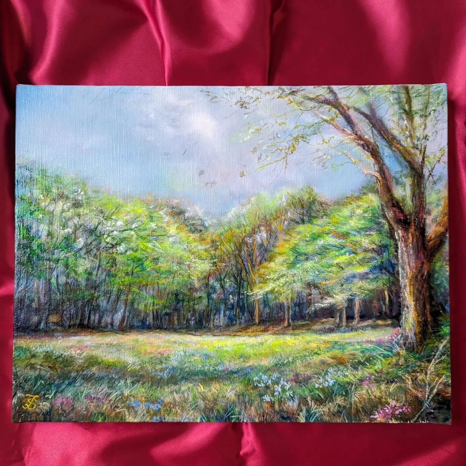 風景画 painterTMK 真筆 油絵風景画「命の芽吹」 インテリア 油絵 画家 
