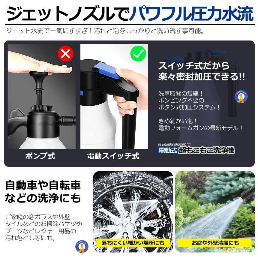 電動式 ハンディ 高圧洗浄機 泡 噴霧器 手動式 泡洗車 1.5L 洗車 洗浄器 高圧 フォームガン ハンディ 泡