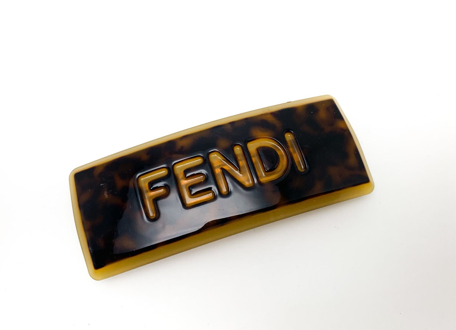 FENDI フェンディ ブランドロゴ べっ甲風 ブラウン 茶 バレッタ