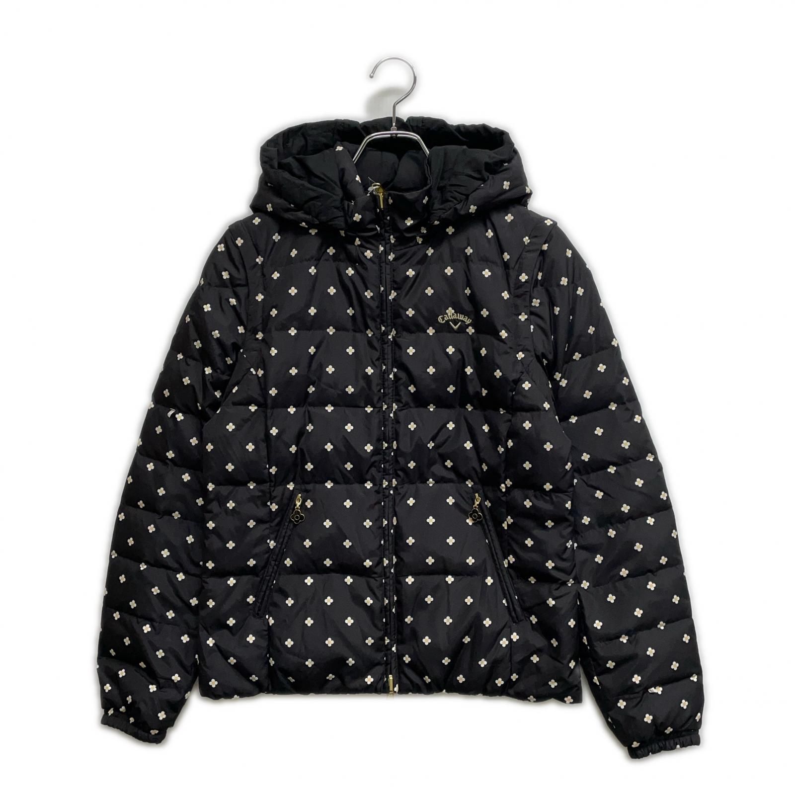 ♥品 レディース キャロウェイ Callaway ダウンジャケット M 黒系 ブラック リバーシブル 花柄 6WAY ダブルジップ