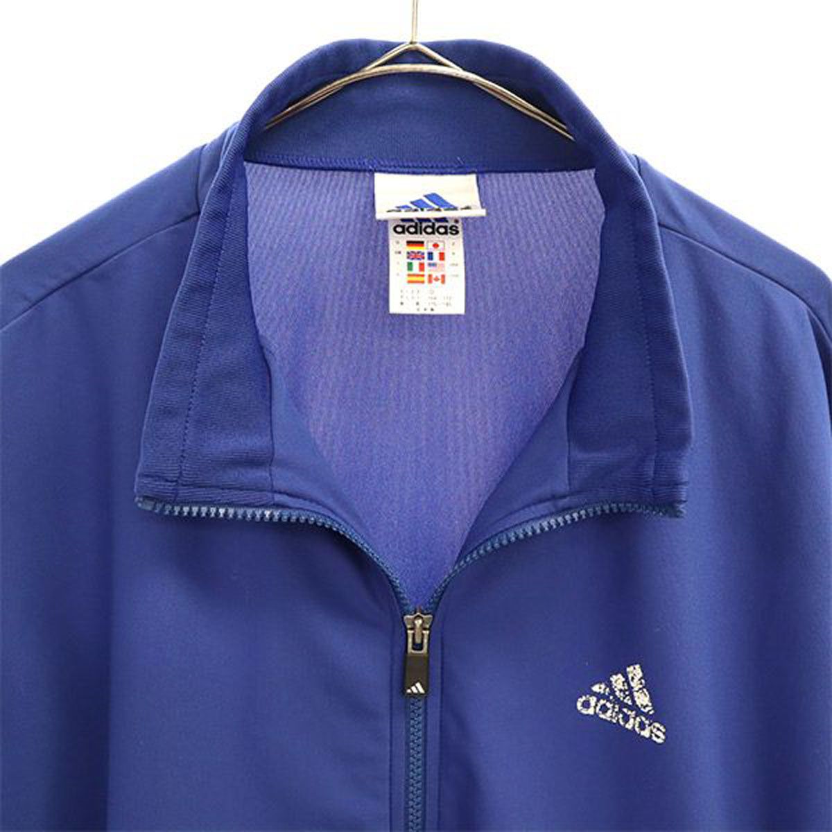 adidas 青 ロゴプリント ジャージジャケット L adidas アディダス ロゴプリント トレーニング ジャージ