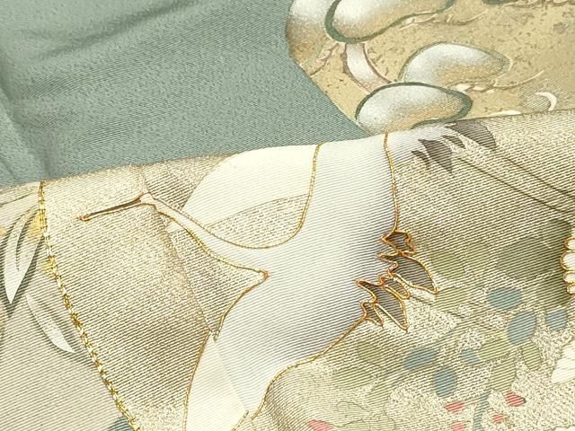 平和屋着物□豪華色留袖 駒刺繍 流水飛鶴花松丸文 暈し染め 金銀