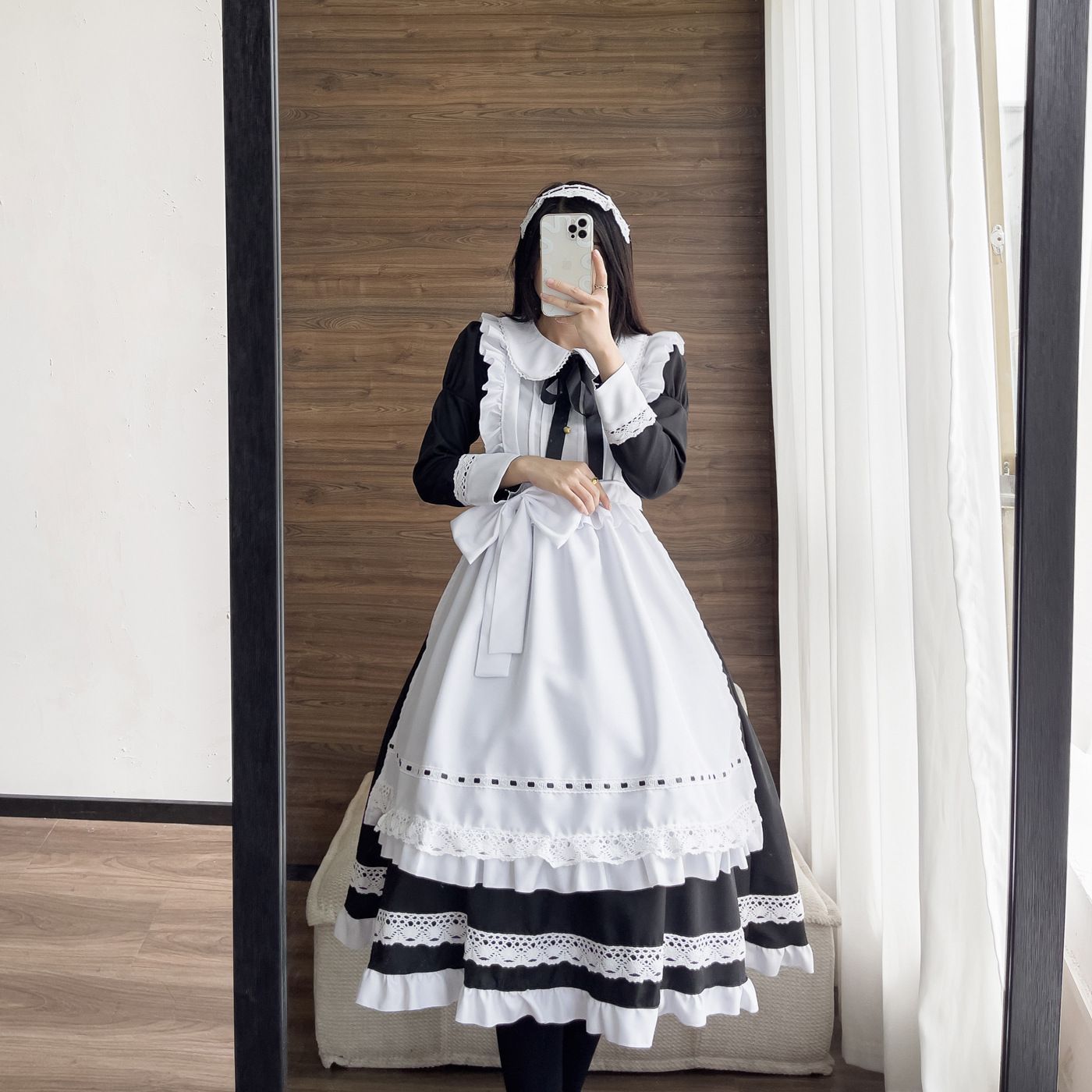 ロリータワンピース メイド服 ゴスロリ コスプレ イギリス風 レース