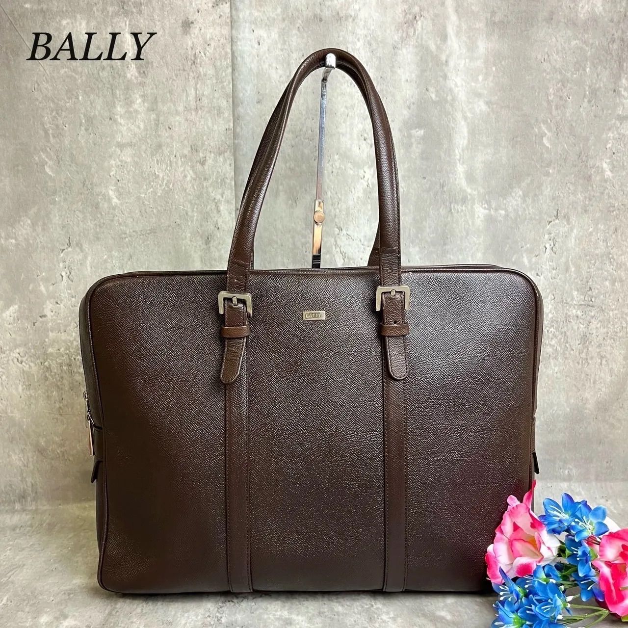 ✨良品✨ BALLY バリー ビジネスバッグ ブリーフケース バックル シルバー金具 A4収納 大容量 総柄 サフィアーノレザー メンズ ブラウン  茶色 - メルカリ