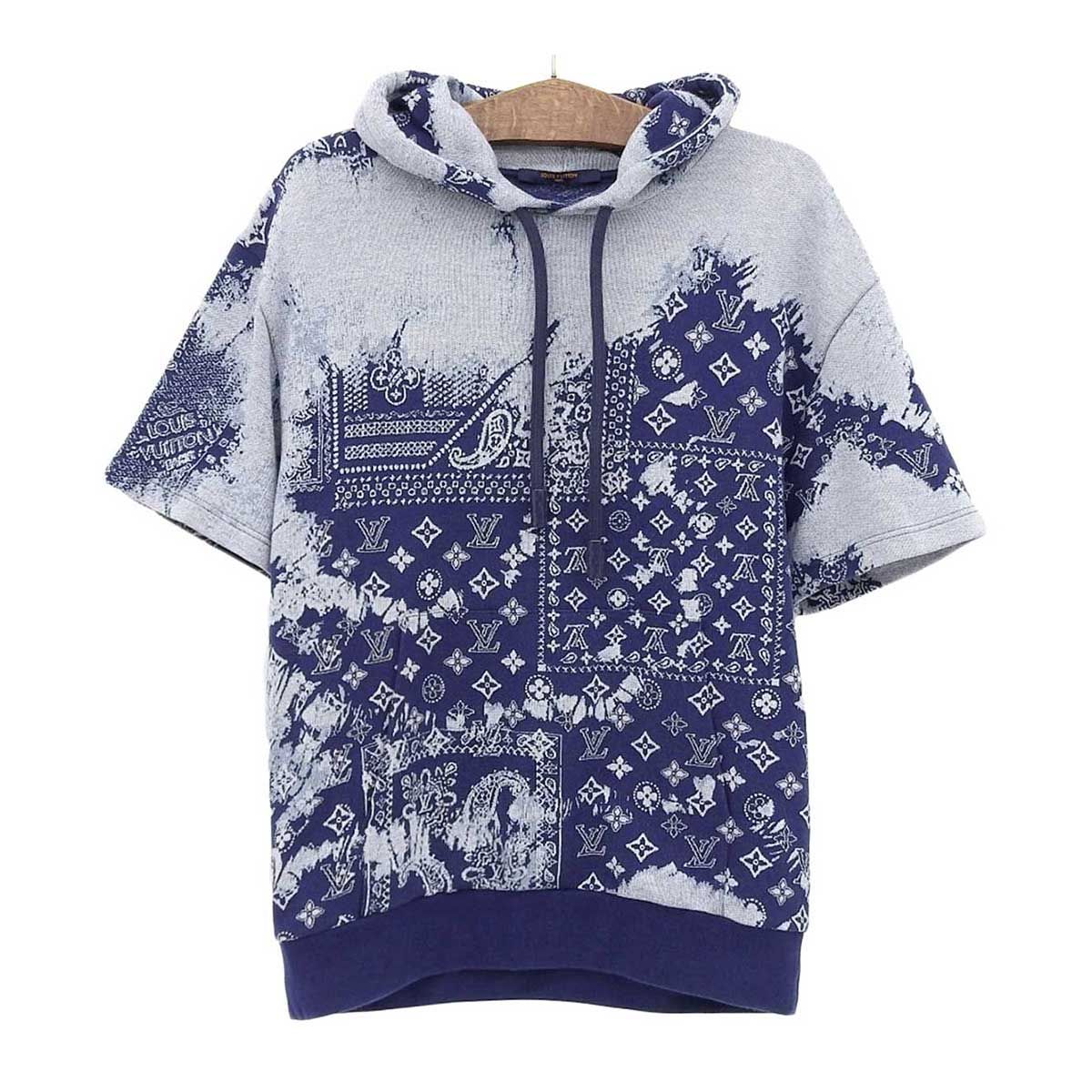 ルイヴィトン モノグラム バンダナ ショートスリーブ フーディ RM222M N31 HNY28W メンズ ネイビー LOUIS VUITTON アパレル 小物