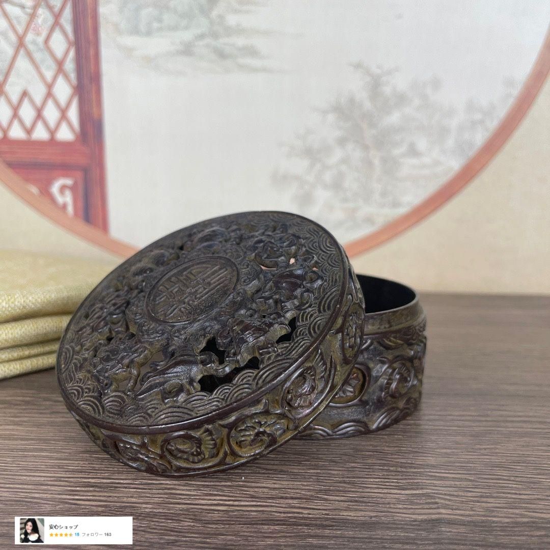 銅 細工 八宝開蓋香炉 装飾盒 墨箱炉 香道具 装飾品 工芸品 置物