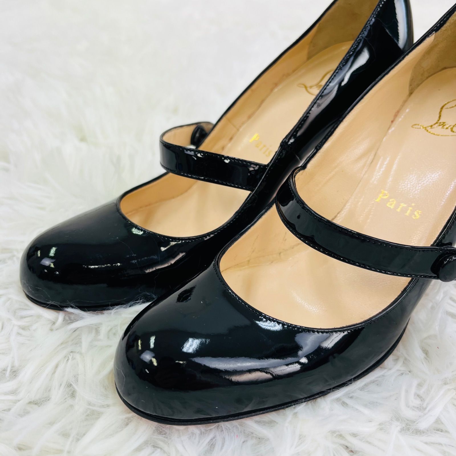 Christian Louboutin クリスチャンルブタン ハイヒール エナメル 黒 ブラック 21.5cm ラウンドトゥ パンプス