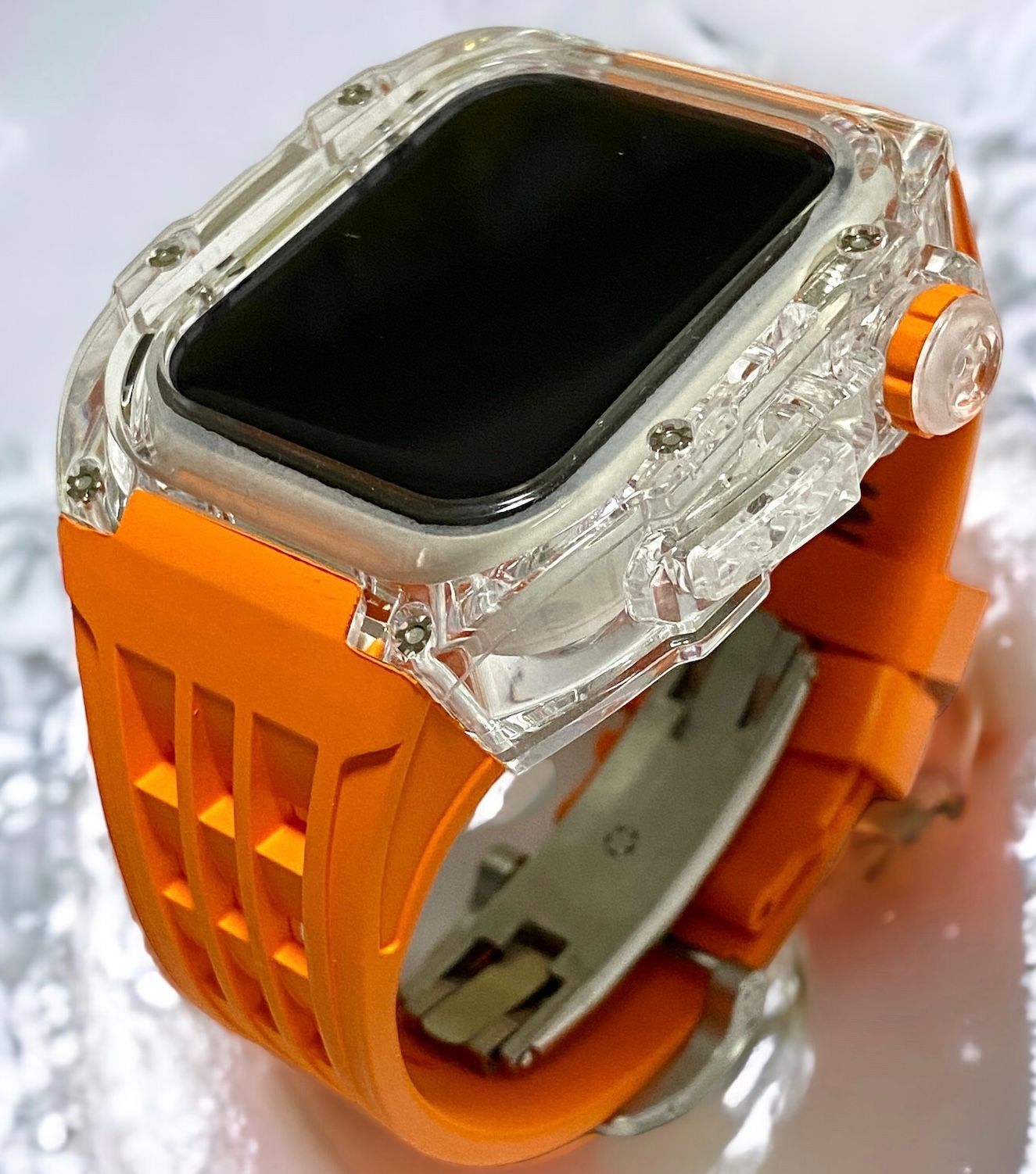 Apple Watch☆ブラックオレンジ カスタムバンド ケース セット 