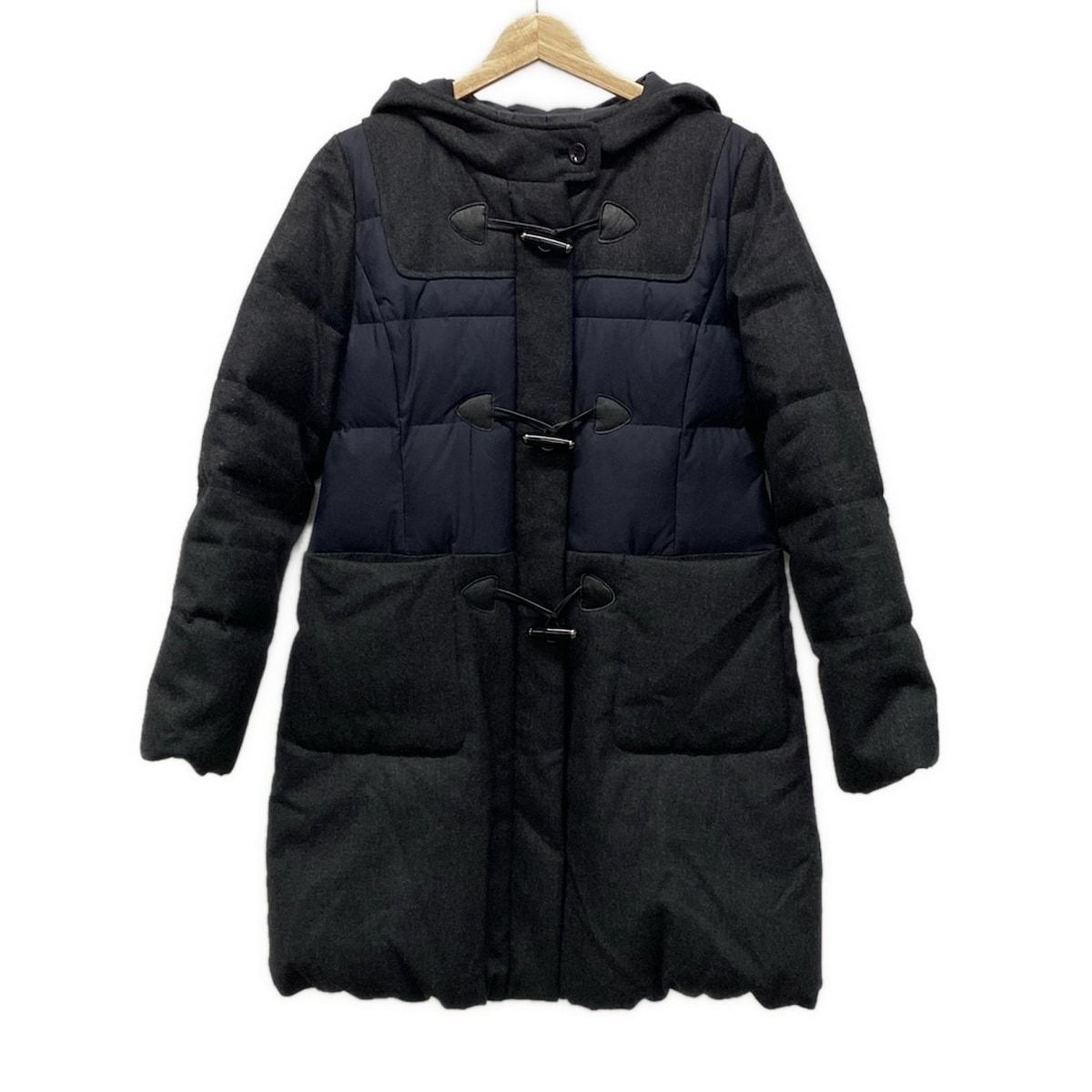 Leilian レリアン ダウンコート サイズ9 M レディース - ダークグレー×ネイビー 長袖|キルティング|ジップアップ|冬