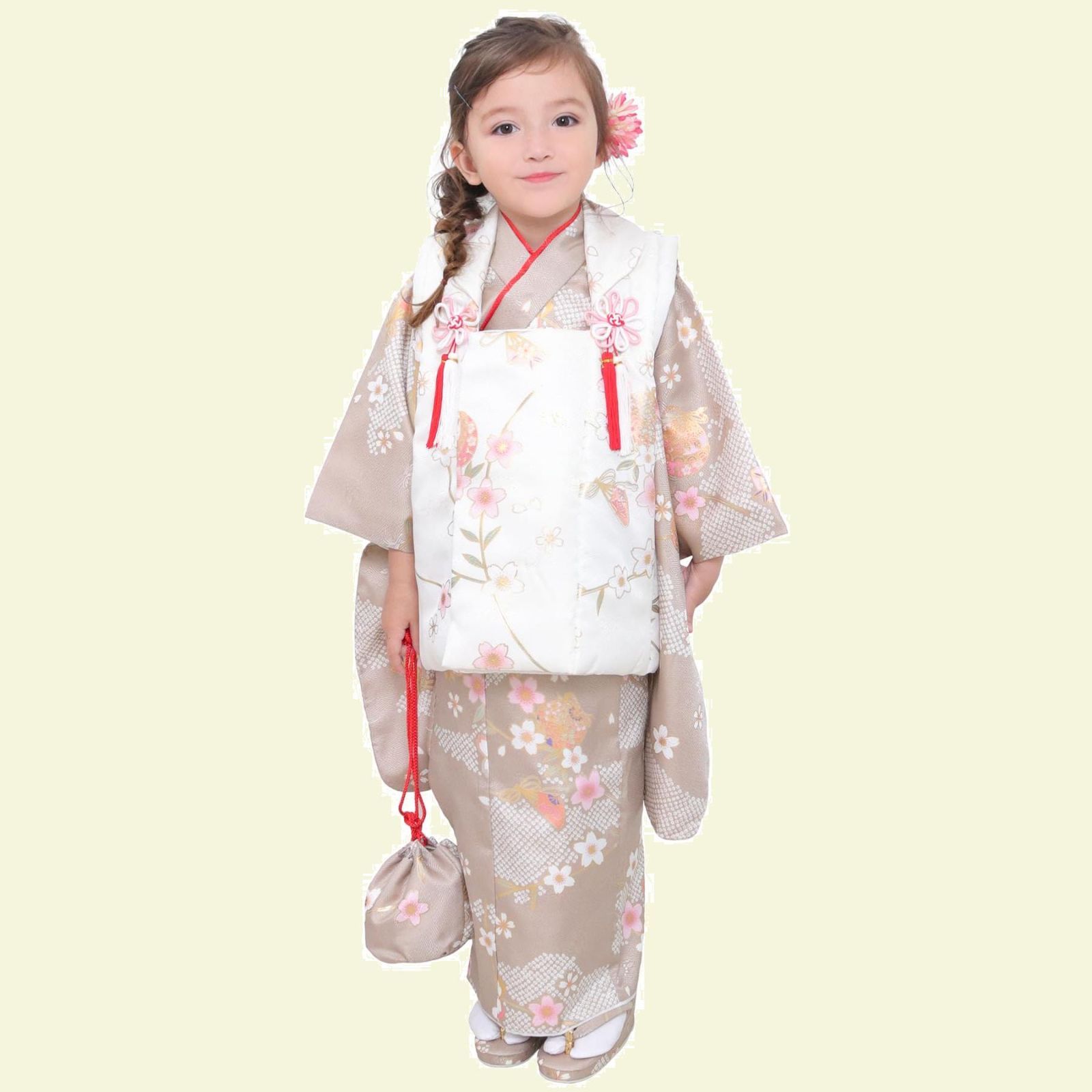 被布 セット 小物 着物 女の子 フルセット 3歳 753 七五三 キョウエツ くすみ KYOETSU