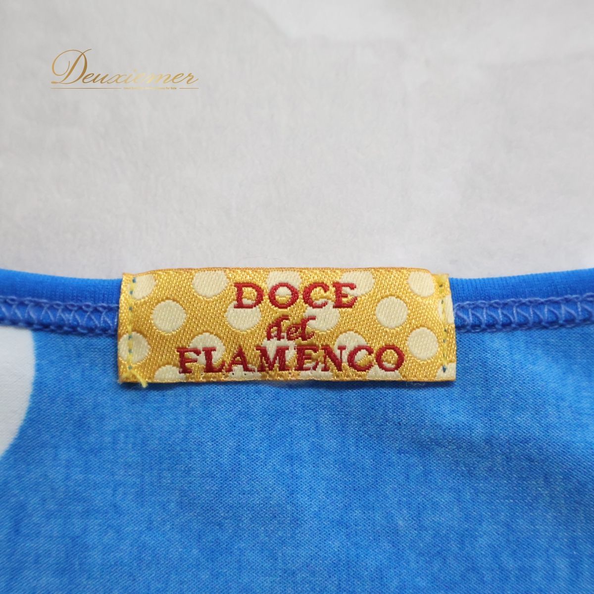 【フラメンコ衣装】ブルー docedelflamenco ドセデルフラメンコ タンクトップ トップス 水玉 ドット 青 鮮やか ダンス 練習 伸縮性 生地 軽い お洒落 キュート フラメンコ衣装】ブルー docedelflamenco ドセデルフラメンコ
