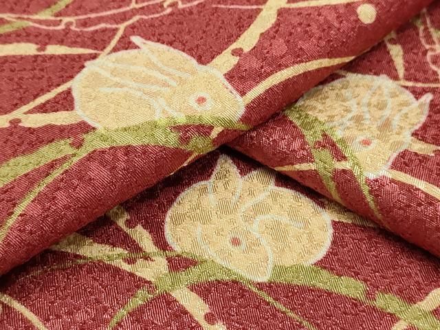 平和屋着物▽小紋　単衣　雪芝に兎　洗える着物　AAAU6488iu 平和屋着物▽小紋 単衣 雪芝に兎 洗える着物 AAAU6488iu