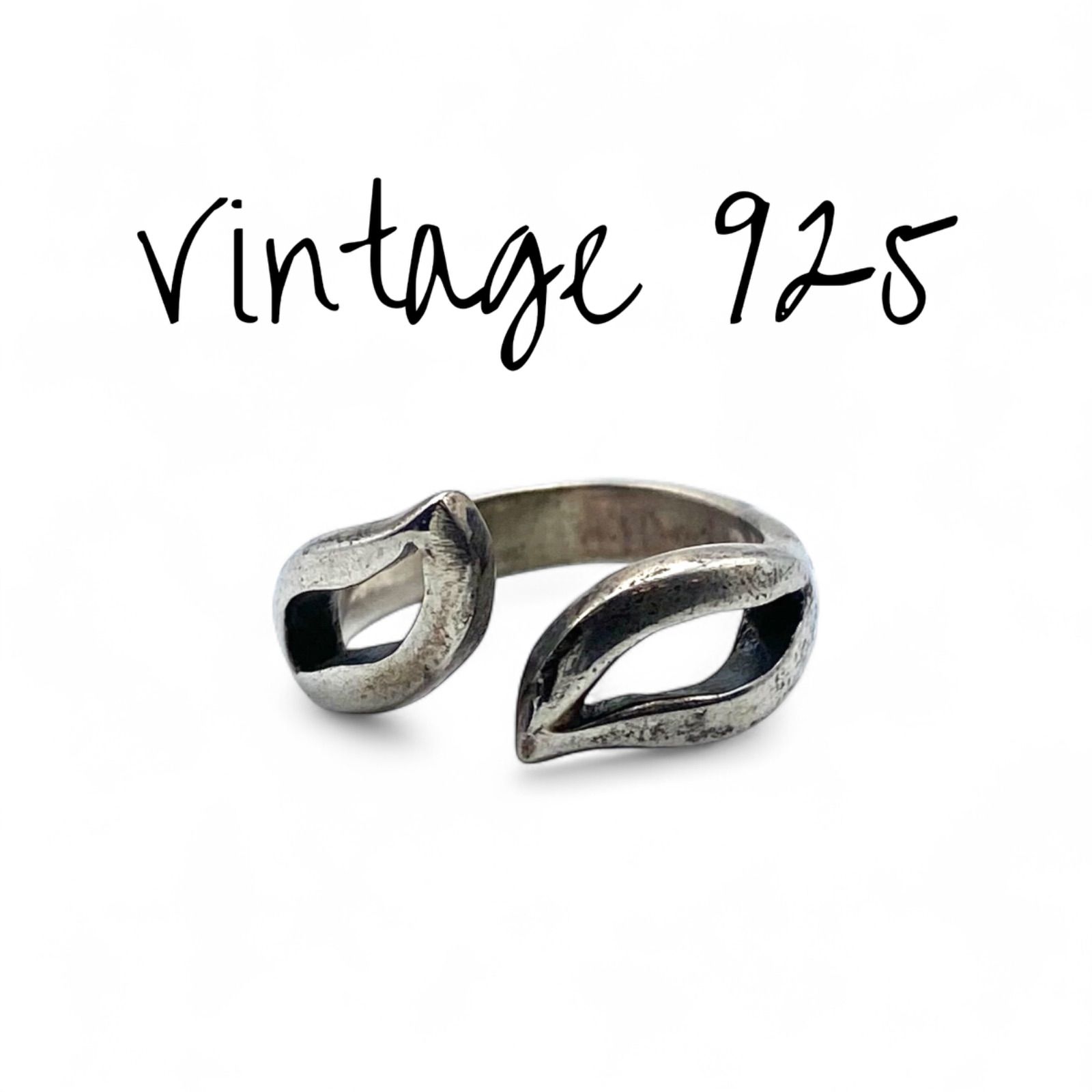 抽象的なフォルム モダンピース Silver 925 刻印 00s Vintage Design Ring シルバー ヴィンテージ デザイン リング 14号 指輪