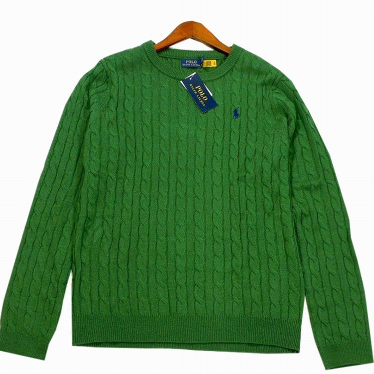 定価27 500円 ポロ ラルフローレン コットンセーター ケーブルニット XL グリーン クルーネック POLO RALPH LAUREN メンズ