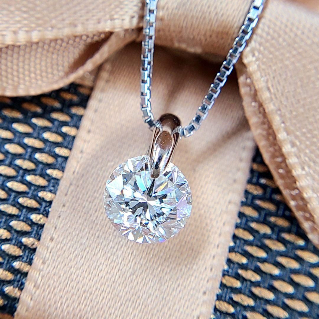 1ct ダイヤモンド H VS2 GOOD プラチナ 一点留 ネックレス 鑑定書付 Pt900 一粒 ペンダント 4月誕生石