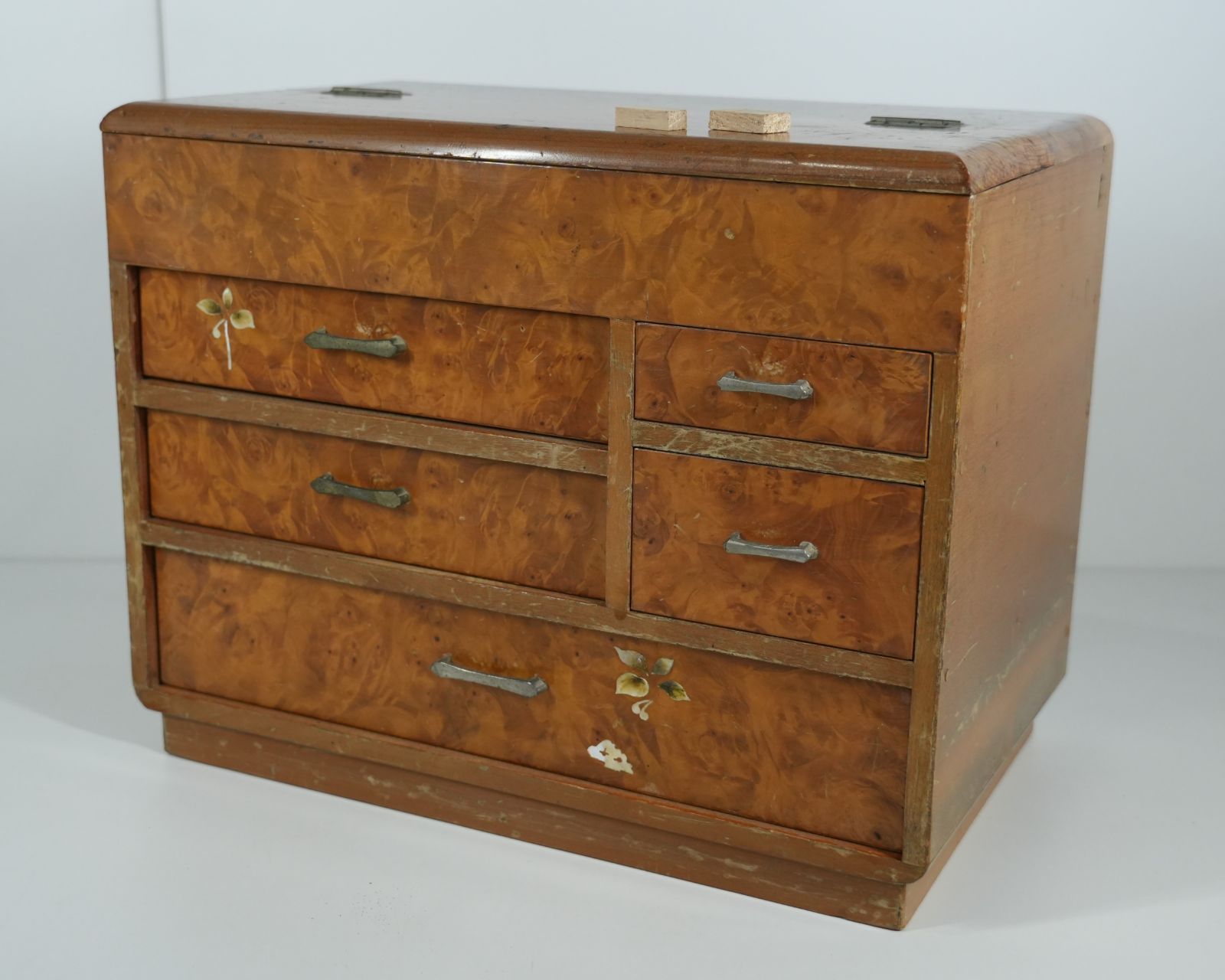 IM] 針箱 レトロ 裁縫 道具箱 タンス 木製 - メルカリ