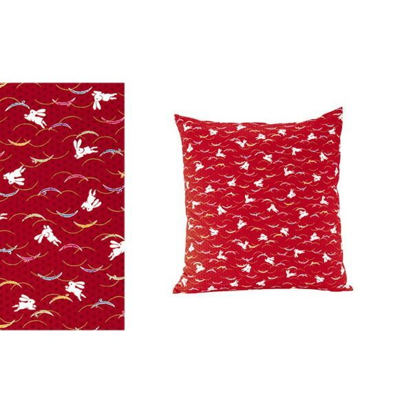 綿 座布団HY ウサギ51052 赤 590×550 セット