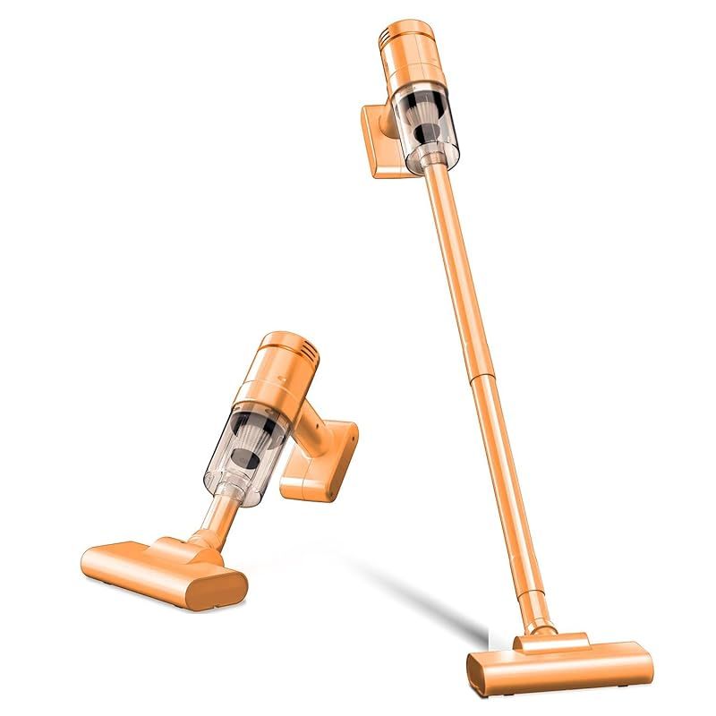 掃除機 スティック型 ハンディタイプクリーナー ワイヤレス 15000Pa強力吸引 延長チューブ付 5種類ノズル 静か設計 高性能HEPAフィルター 0.66kg軽量モデル 車用＆ガーデン用 USB Type-C充電式 Orange 0