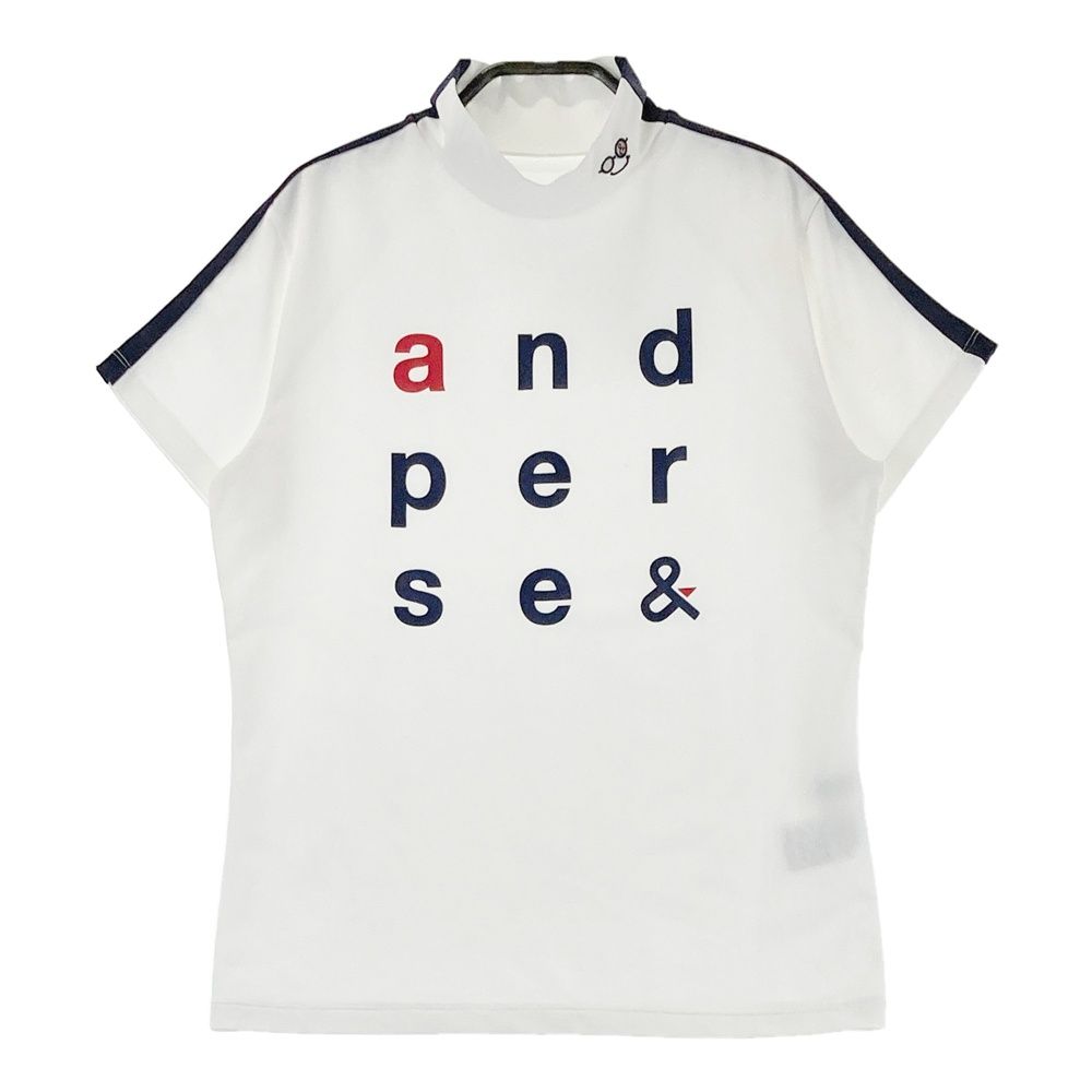 サイズ：M AND PER SE アンパスィ ハイネック 半袖Tシャツ ロゴ