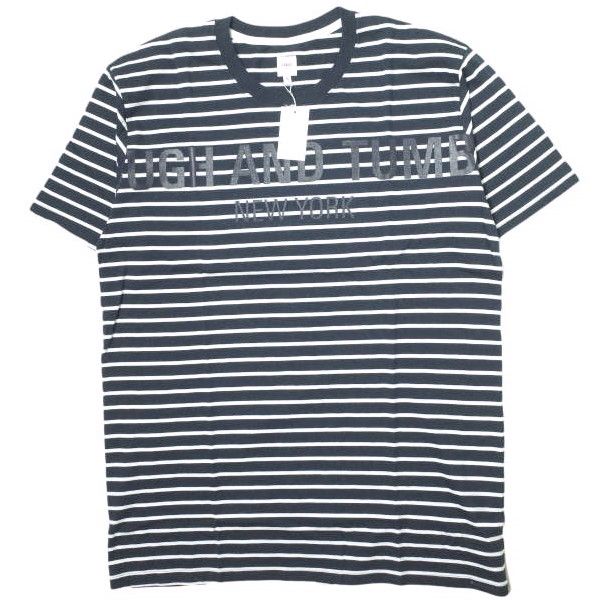 新品 RANDT アールアンドティー アメリカ製 Logo S/S Stripe T-Shirt