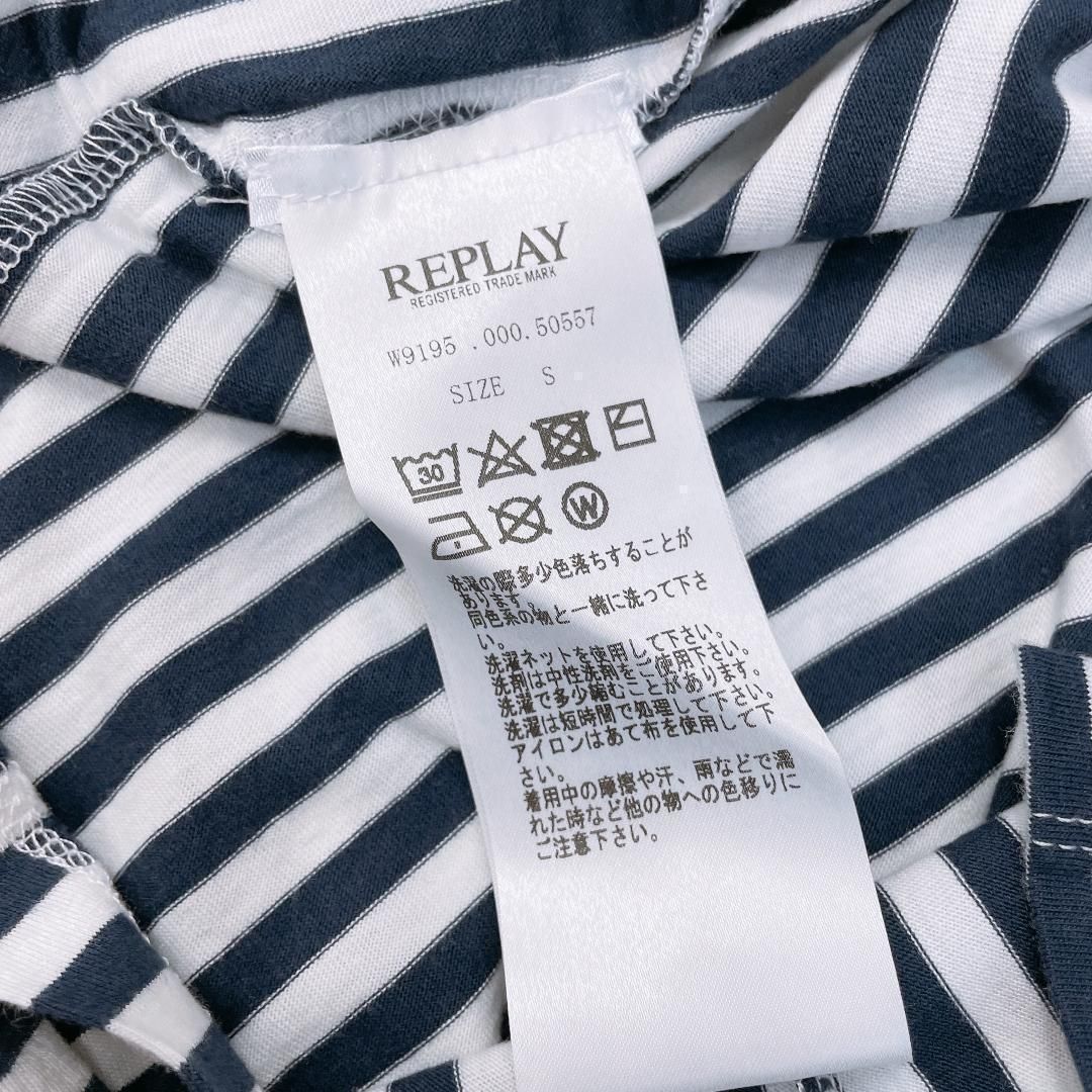 01084】新古品 REPLAY リプレイ Tシャツワンピース S ストライプ