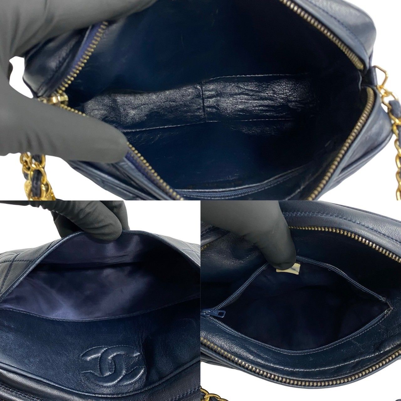極 美品 シール有 0番台 CHANEL シャネル マトラッセ ココマーク フリンジ ラムスキン 本革 チェーン ショルダーバッグ ネイビー 23926 極 美品 シール有 0番台 CHANEL シャネル マトラッセ ココマーク
