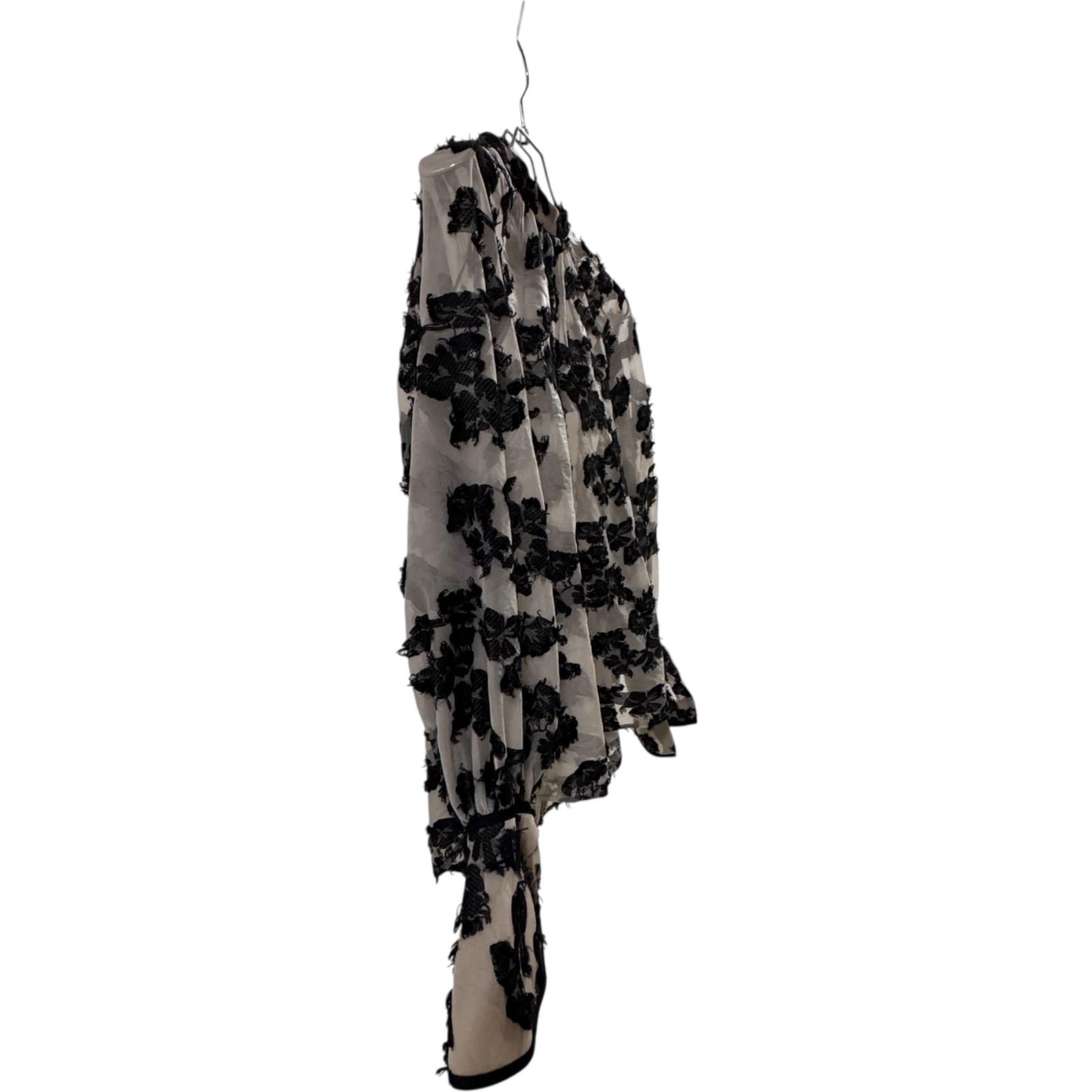 B054 CLANE クラネ レディース シースルー 花柄 フラワー ブラウス カットソー インナー付き サイズ1 ベージュ系 ベルスリーブ