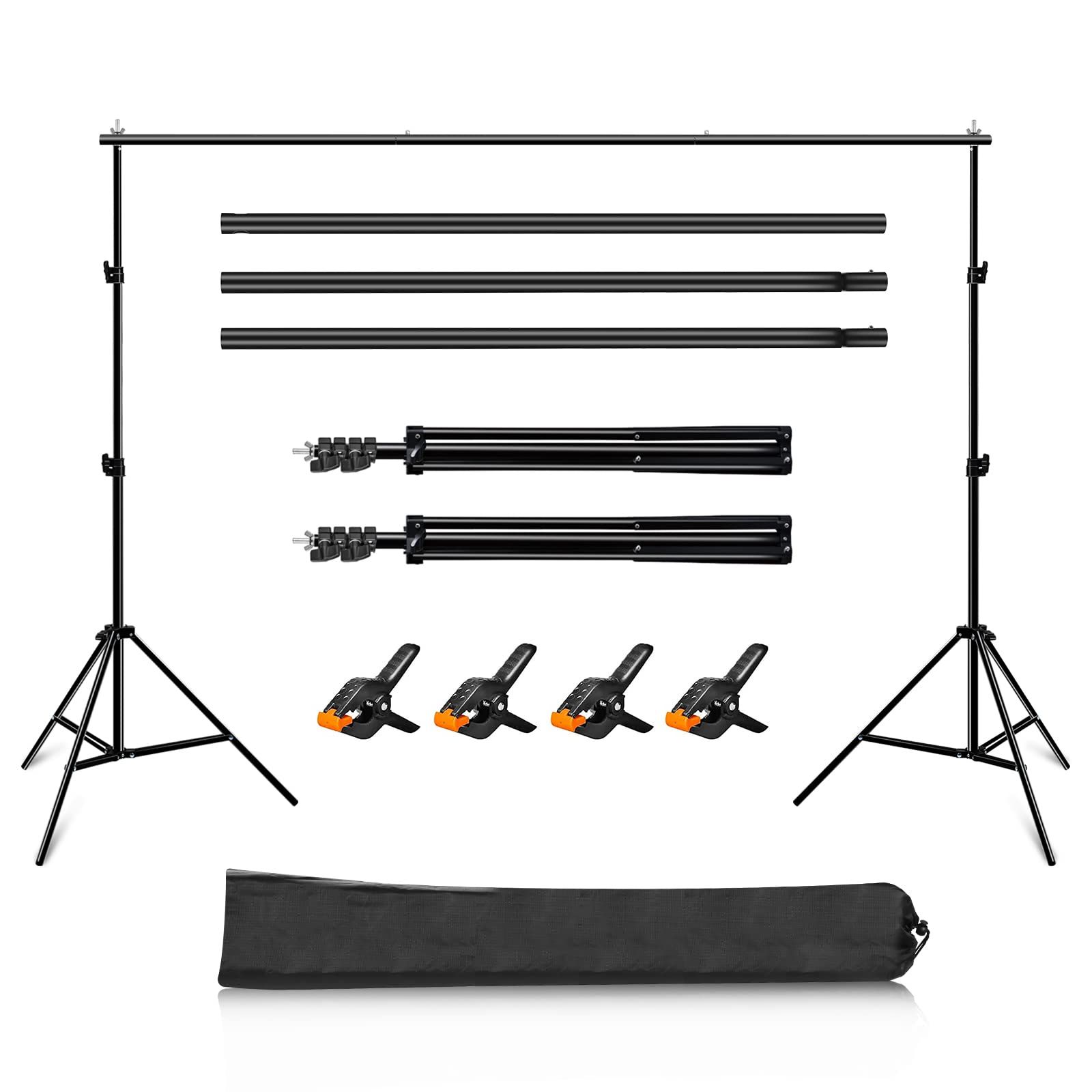 新着商品 PULUZ 背景スタンド 200×200cm 背景フレーム 写真撮影用スタジオフレーム アルミニウム製 グリーンバックスタンド ライトスタンド 写真撮影スタンド ワイド型スタンド 強力クリップ 4つ -クロスバー 3本 -収納バッグ付き 軽量 耐久