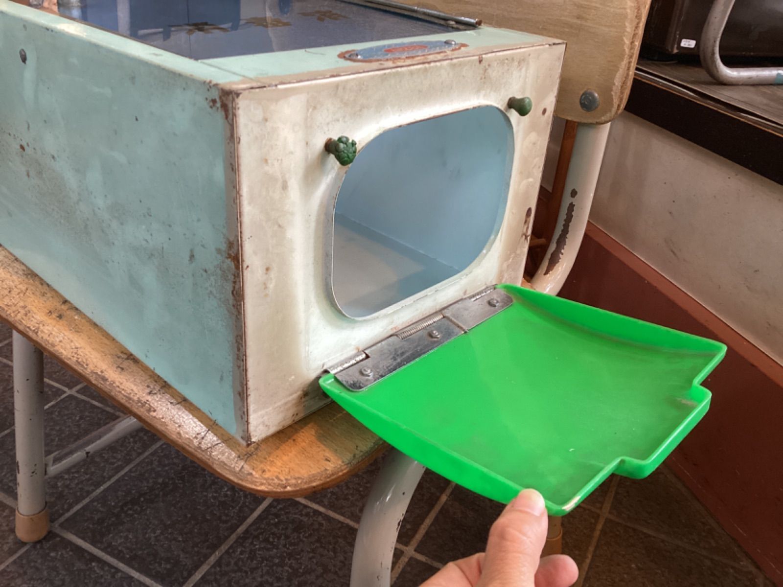 消毒済タオルケース タオルストッカー レトロ 昭和レトロ シャビー