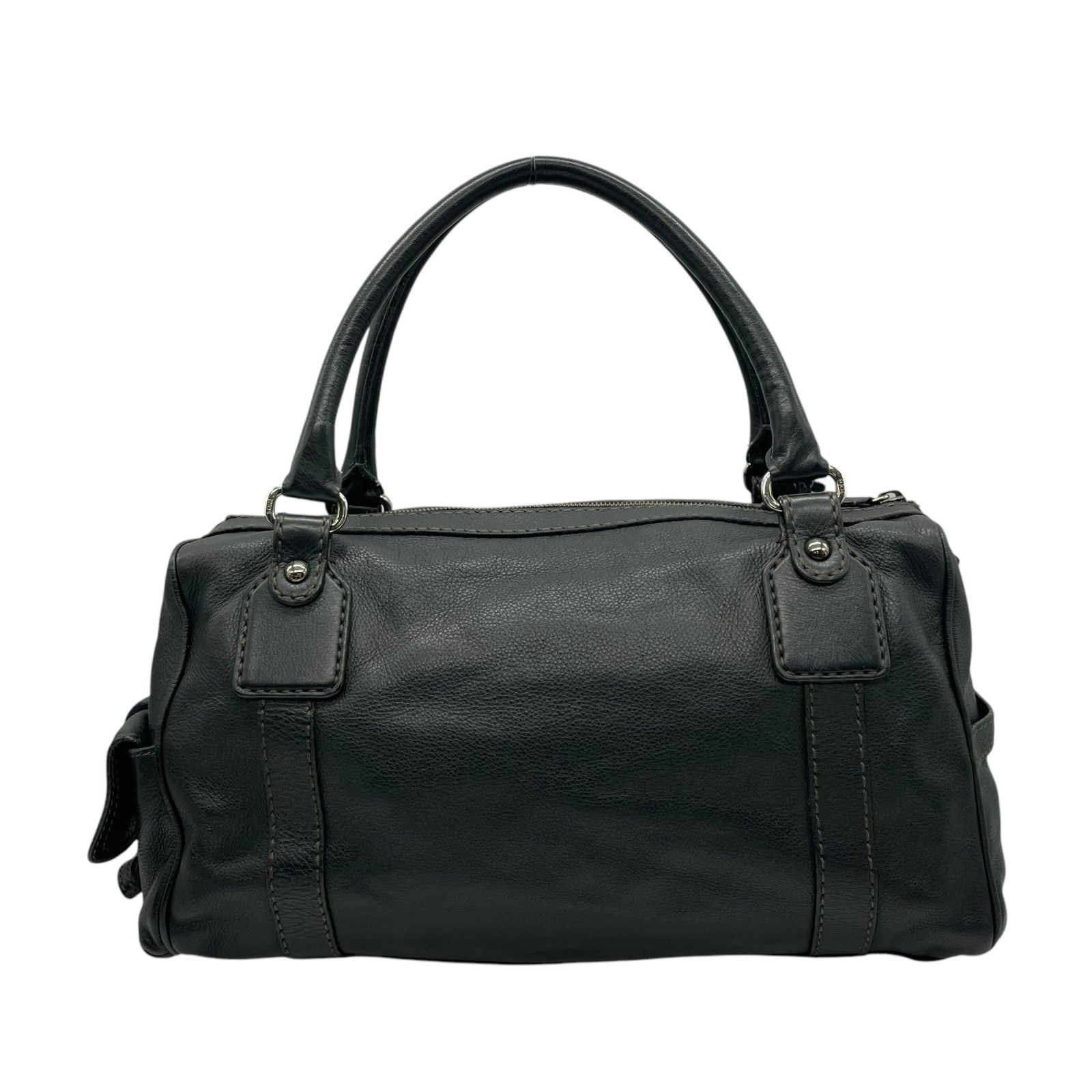 美品　TOD'S トッズ　オールレザー　シルバーロゴ　ミニボストン　黒 極美品 TOD'S トッズ ボストンバッグ ハンドバッグ ミニボストン