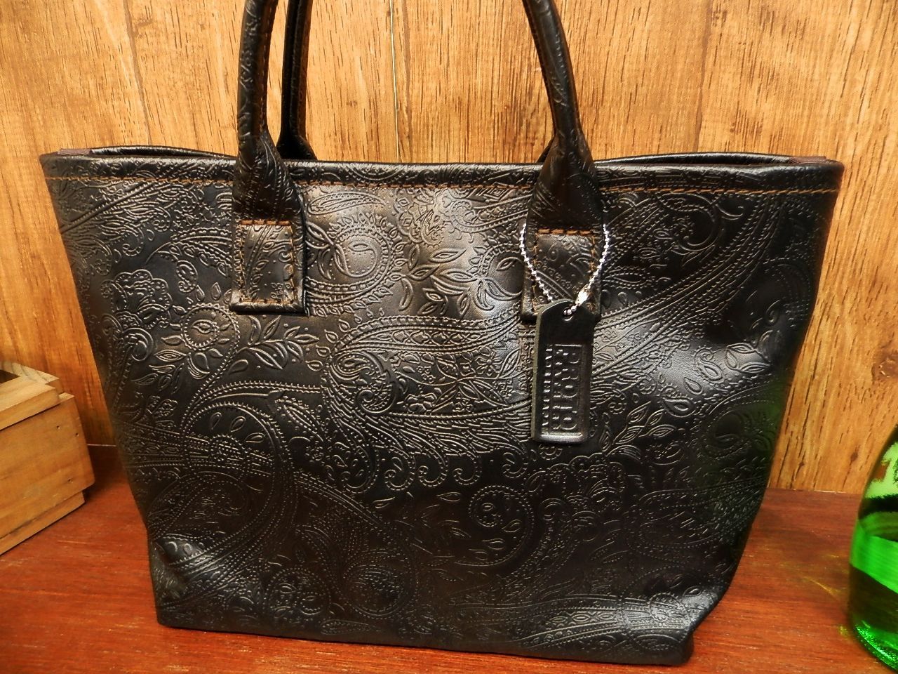 受注生産☆xsサイズ☆ゴージャス唐草裏地×黒ペイズリー柄レザー