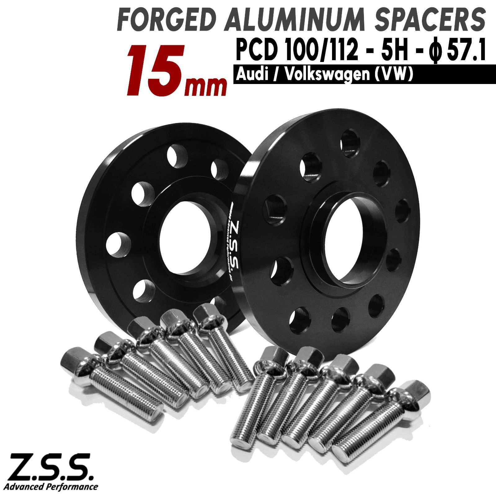 Z.S.S. AP アウディ AUDI A1 スポーツバック DBA-8XCHZ DBA-8XCZE DBA-8XCAX ABA-8XCTH 15mm スペーサー PCD100 5穴 57.1φ R13ボルト付