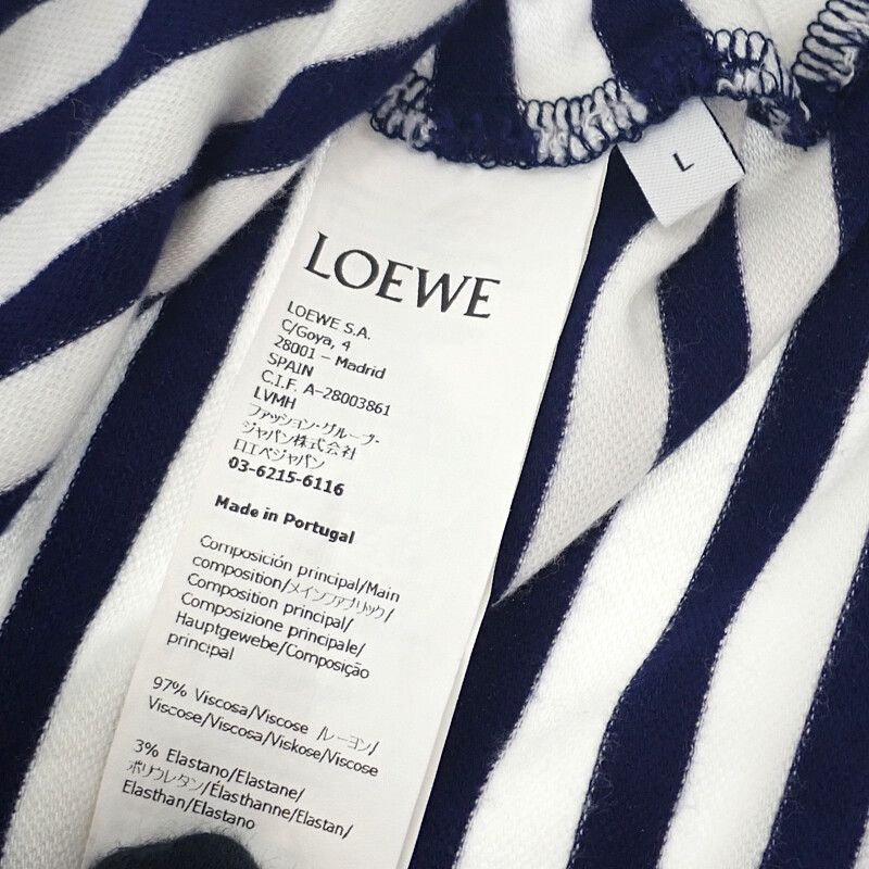 光り輝く LOEWE アナグラム ボーダー L S359Y23X89 タンクトップ ポリウレタン レーヨン ネイビー レディース 衣類 精力的な