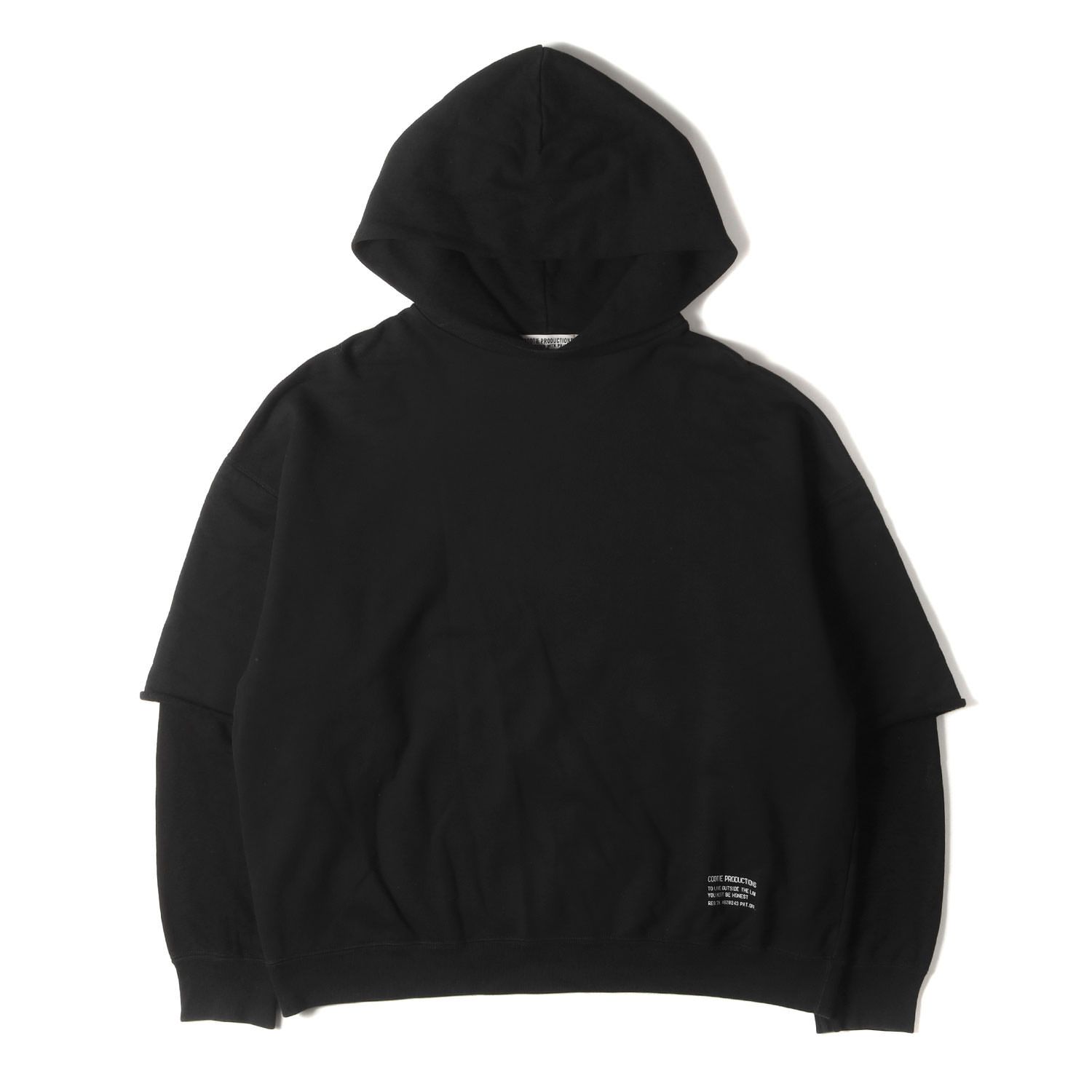 COOTIE クーティー パーカー サイズ:M 20AW オーバーサイズ レイヤード スウェットパーカー (Cellie Crewneck Parka) ブラック 黒 トップス フーディー【メンズ】