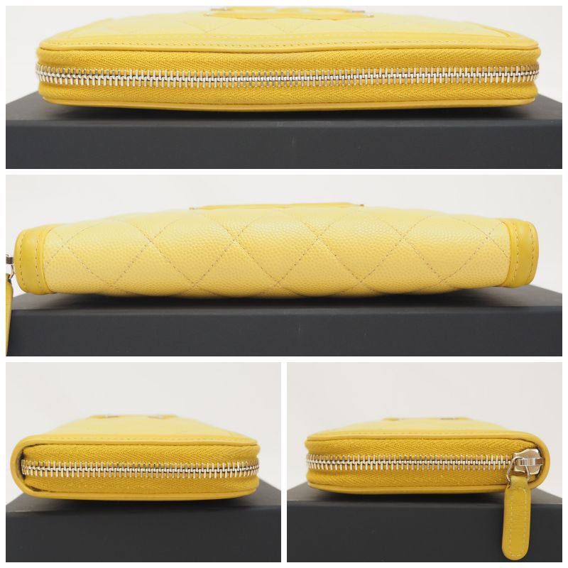 CHANEL シャネル フィリグリー イエロー ラウンド 財布 キャビアスキン CHANEL - CHANEL シャネル フィリグリー イエロー ラウンド 財布