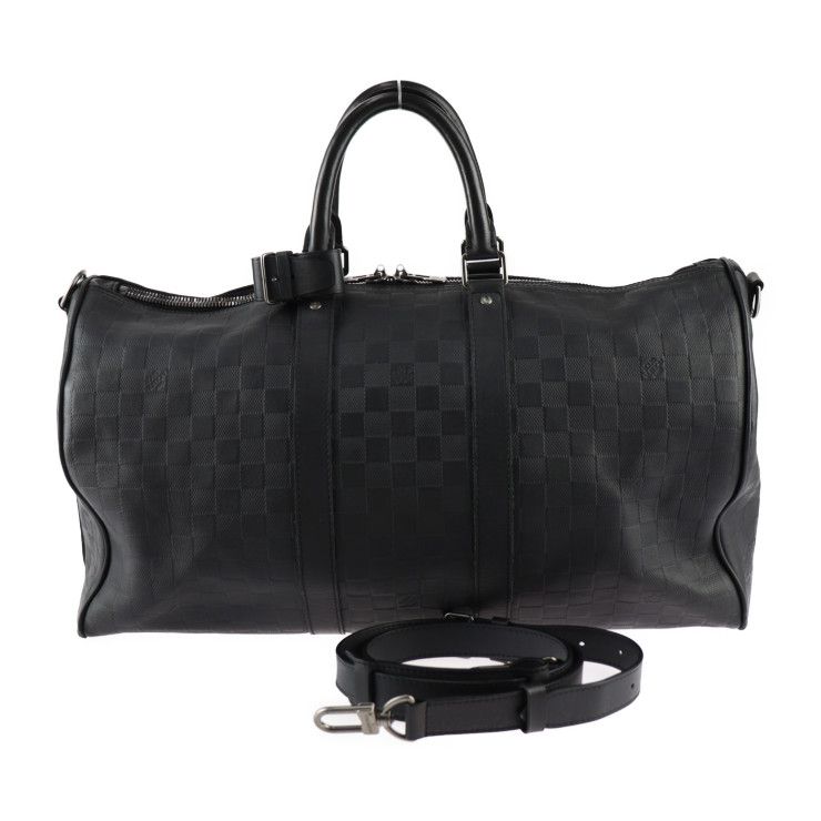 LOUIS VUITTON ルイ ヴィトン キーポル バンドリエール 45 ボストンバッグ N41145 レザー ブラック シルバー金具  ダミエアンフィニ 2WAY ショルダーバッグ 旅行鞄 ビトン 【本物保証】 - メルカリ