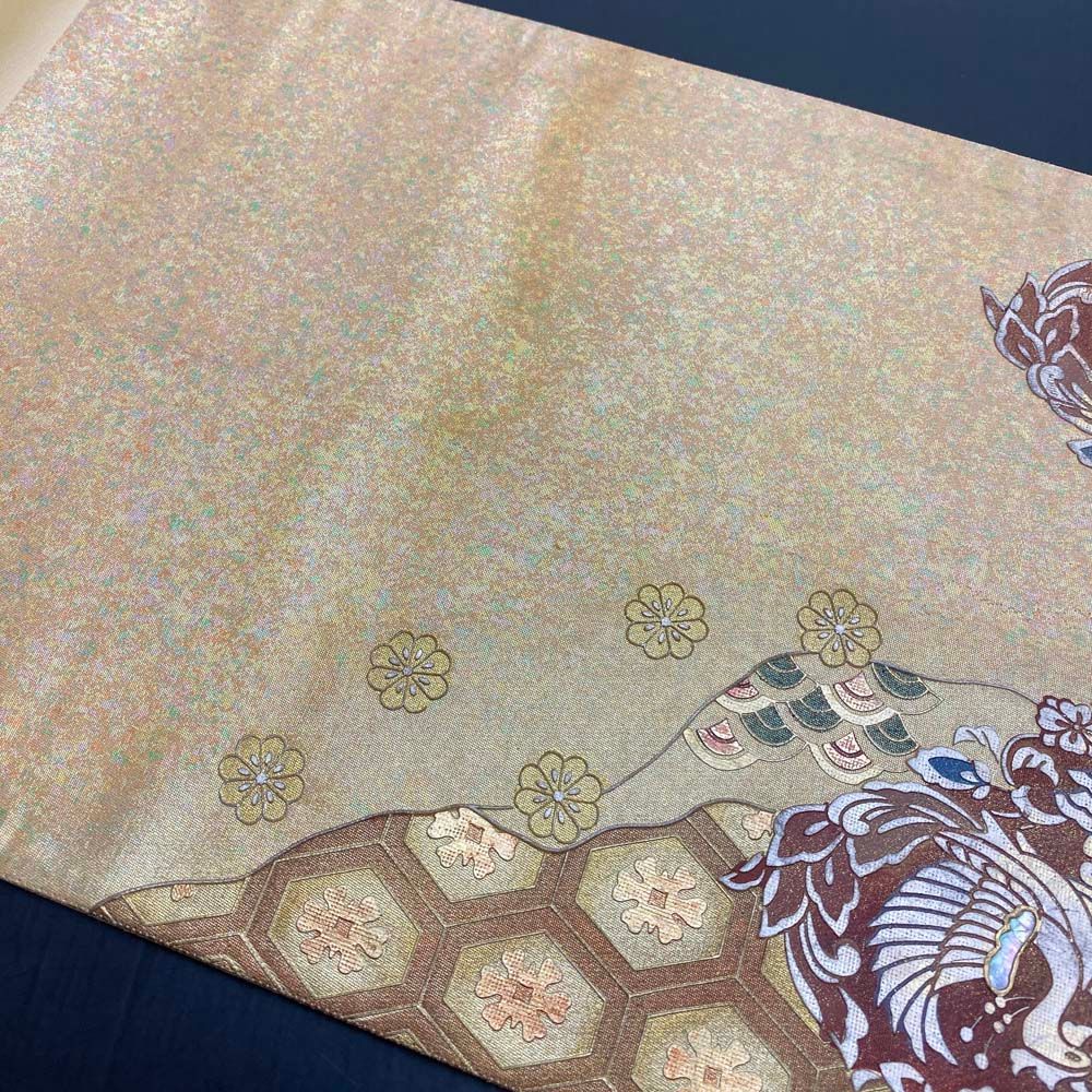 袋帯】金彩螺鈿 引箔帯 昆手 六通柄袋帯 色無地 訪問着 付け下げ