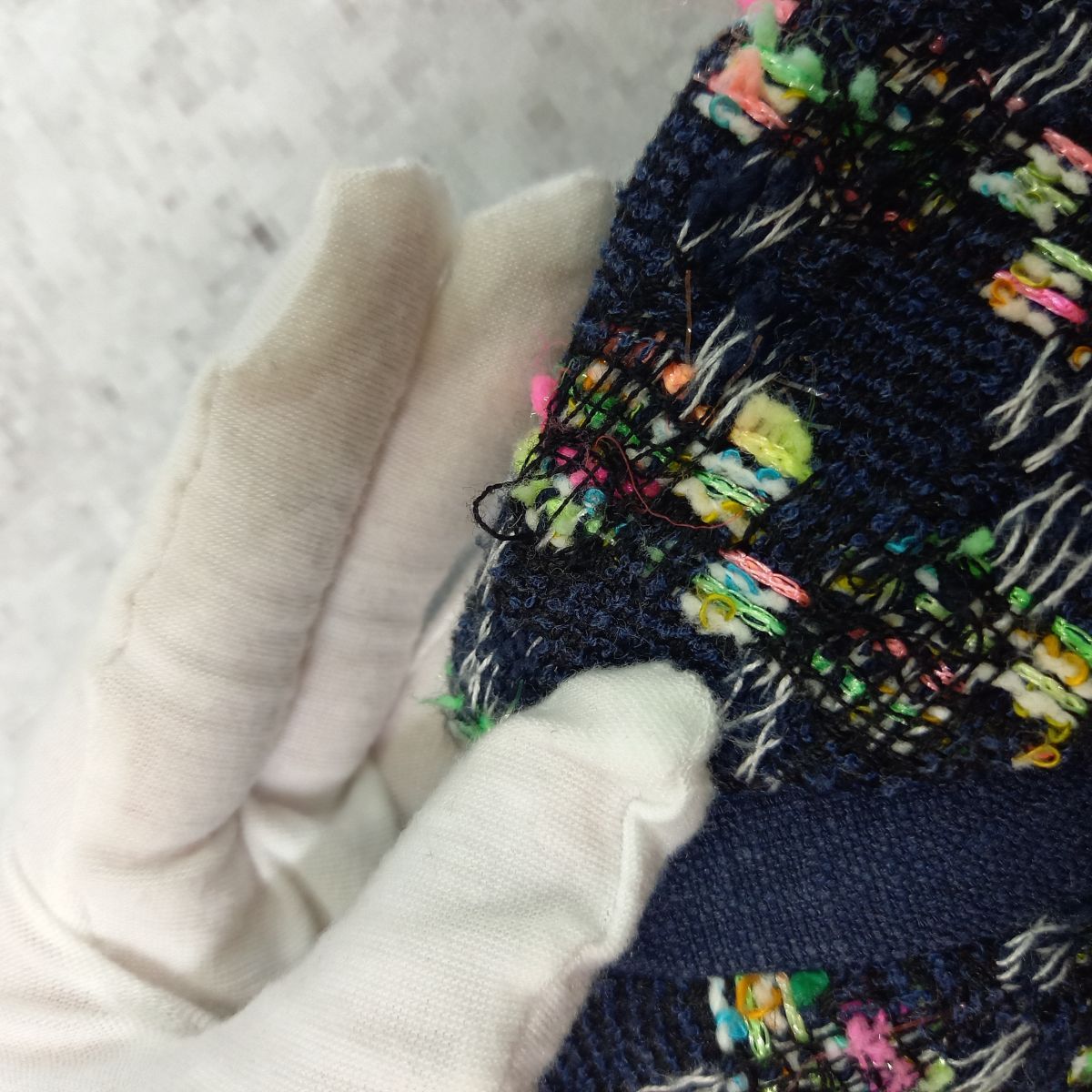 シンゾーン マイダルタニアン　ツイード ノーカラー ジャケット ネイビー shinzone my D'artagnan シンゾーン マイダルタニアン ツイード