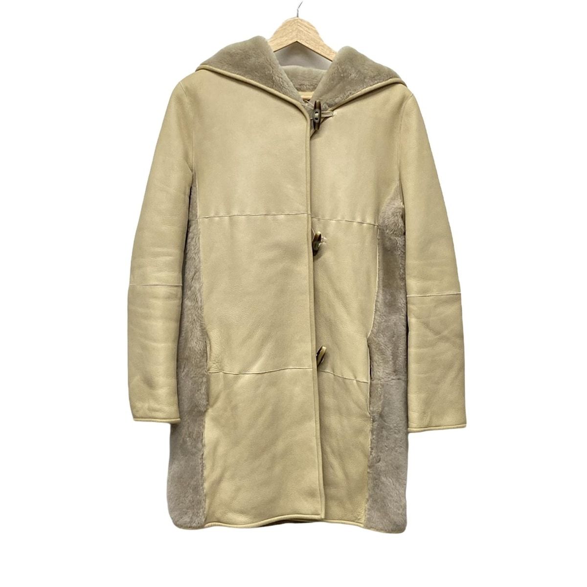 Max Mara マックスマーラ ダッフルコート サイズFB38 レディース - アイボリー×ブラウン 長袖|ムートン|冬