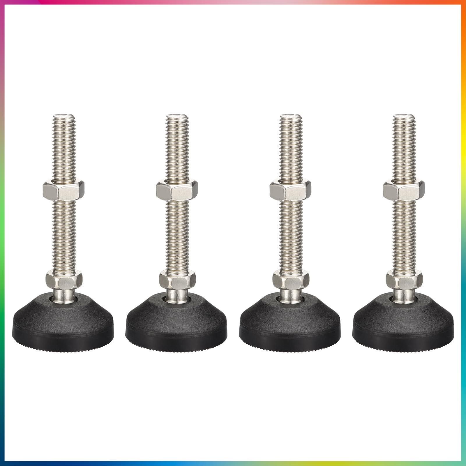 uxcell 家具レベラー 4個セット M12x80x50mm ナイロン製ユニバーサル調整可能なかいてん式テーブル脚 家具工房機械装置用