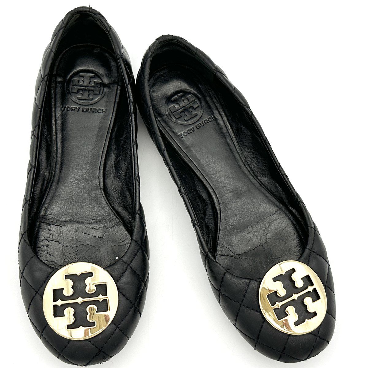 Tory Burch フラットシューズ 本革 ラウンドトゥ キルト