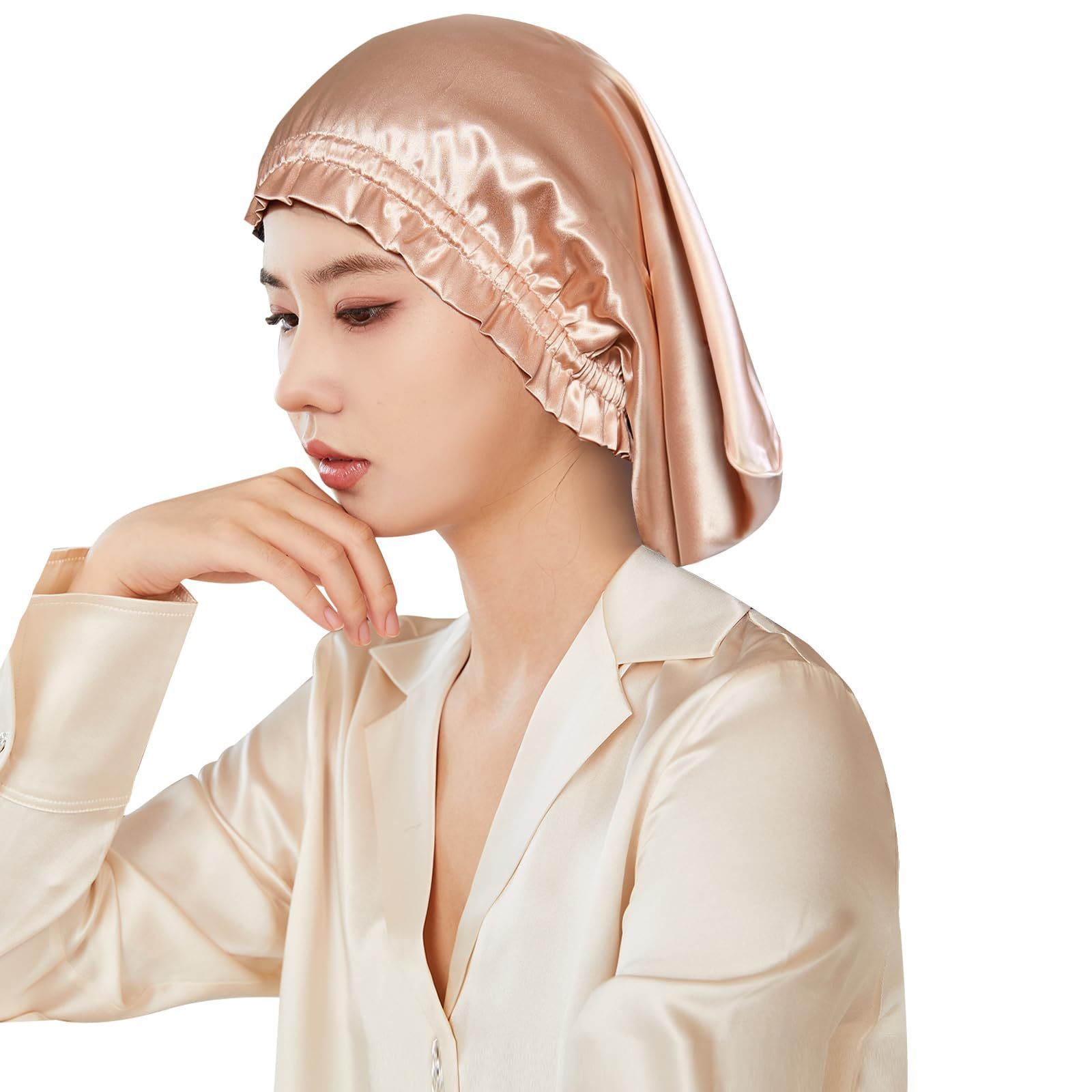 即日発送】ヘアキャップ 枝毛・寝癖防止 ロングヘア用 シルク 即日発送】ヘアキャップ 枝毛・寝癖防止 ロングヘア用 シルク