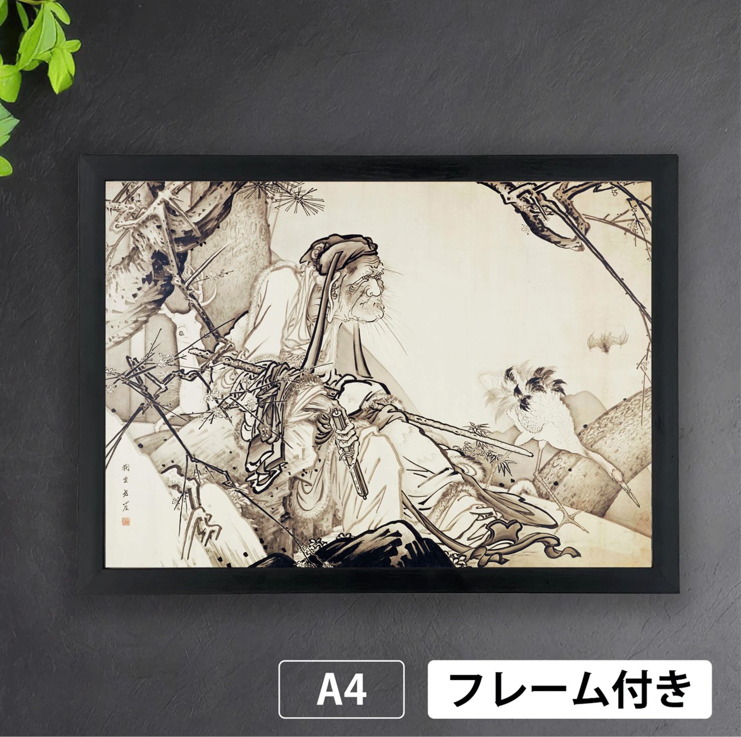 狩野晴川院養信 寿老人 御用絵師 江戸後期の画家 木挽町狩野家第九代 法眼 掛軸 狩野晴川院養信 ありえる 寿老人 御用絵師 江戸後期の画家 木挽町