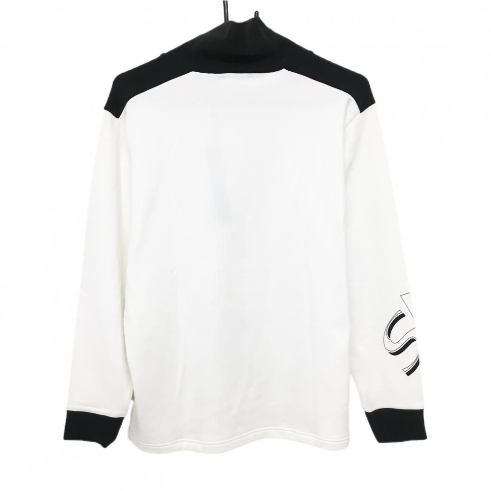 SY32 長袖ハイネックシャツ 白×黒 ネック一部フリース 裏起毛 メンズ M ゴルフウェア モデル SY32 BY SWEET YEARSSY32